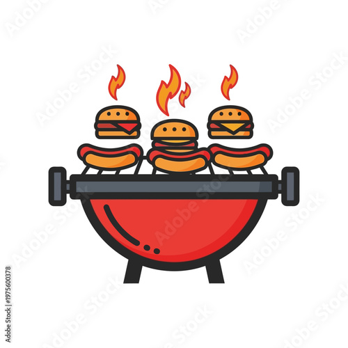 People celebrate Idul Adha with grilled burgers and hotdogs on barbecue