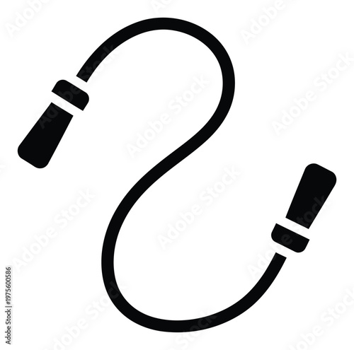 Simple graphic of a skipping rope with handles representing fitness and healthy lifestyle suitable for sports product packaging, workout app icons, and educational material