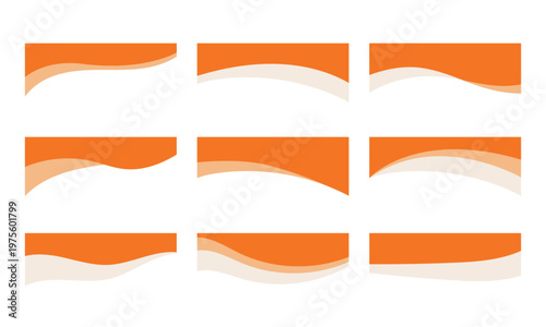 Set of ribbon banners. Header or footer fame shapes. Separator section background