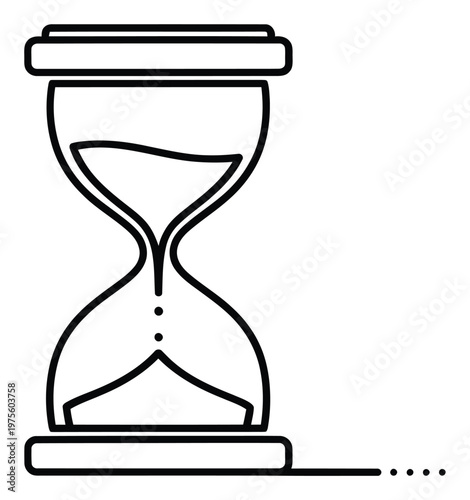 Minimalist line drawing of an hourglass symbolizing ongoing process and the importance of time management ideal for educational materials and scheduling applications