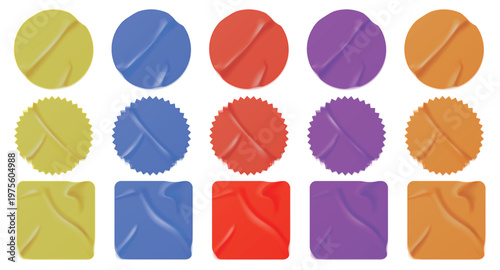 Colored paper stickers, adhesive patches and tags