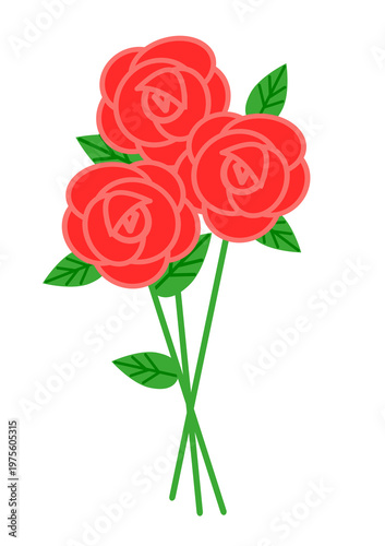 感謝と愛の赤いバラの花束 記念日・贈り物用イラスト