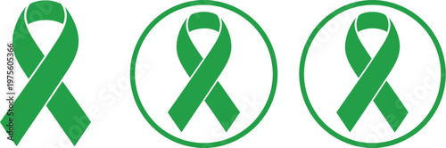 Mental health awareness ribbon icon set, clean vector collection of support ribbons representing wellbeing advocacy psychology care and awareness campaign design.