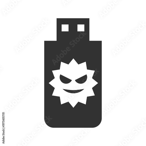USBメモリウイルス感染アイコン｜マルウェア・警告・セキュリティリスク