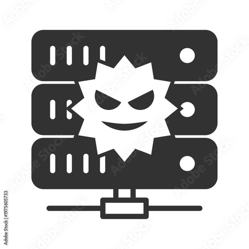 サーバーウイルス感染アイコン｜マルウェア・警告・セキュリティリスク