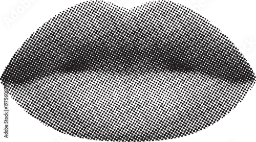 halftone lips illustration pop art vintage black and white design vector illustration