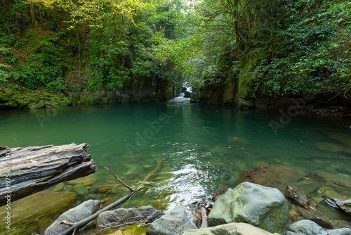 Lake with clear turquoise water in Mtirala National Park in Adjara, Georgia