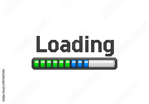 Loading bar progress indicator graphic with pixelated progress