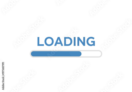 Progress Bar Displaying Loading Status with Blue Fill and White Background