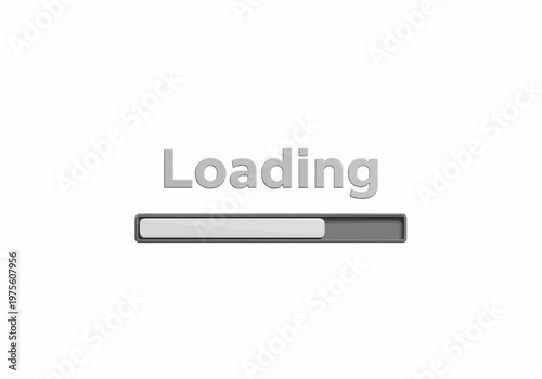 Digital progress indicator bar showing the current status of a loading process on a white background
