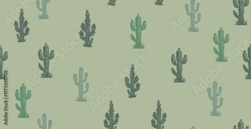 Cactus pattern hand drawn illustrations, hand drawn	
