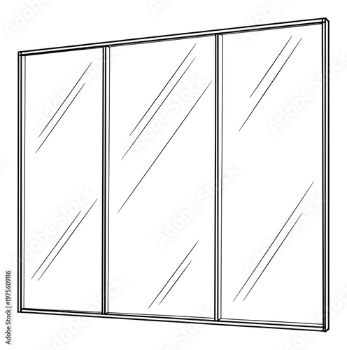 Modern three panel sliding door closet or wardrobe furniture useful for contemporary interior design planning and home furnishing projects.