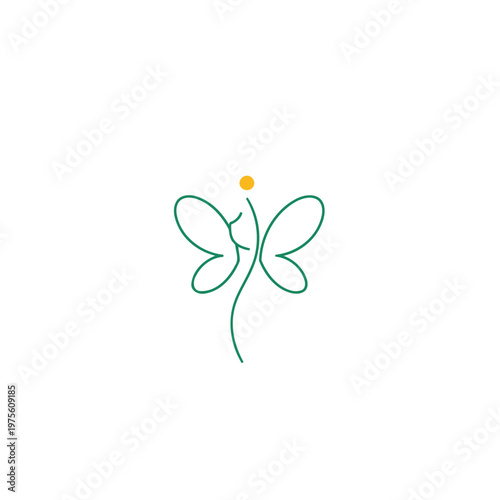 Minimal Line Art Butterfly Logo With Human Figure Head for Wellness and Beauty Branding.