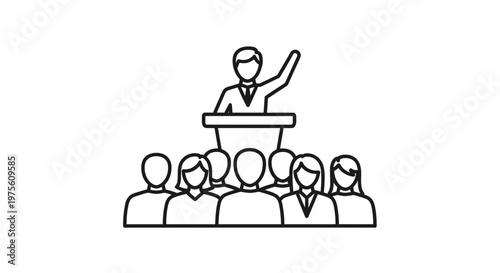 Speaker addressing audience icon vector illustration for communication concepts