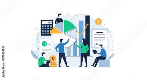 Team analyzing charts and data business planning and financial analysis