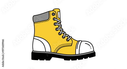 Yellow Heavy Duty Steel Toe Construction Boot for Industrial Injury Prevention