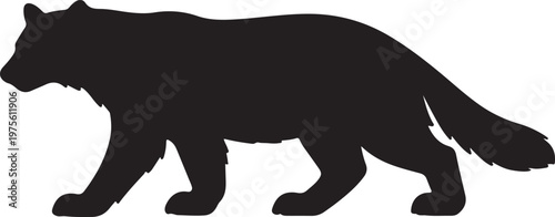 A minimalist black grizzly bear silhouette illustration featuring a wild mammal icon design for nature and wildlife safari vector art