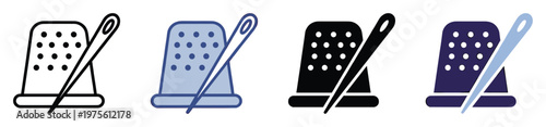 Versatile thimble and sewing needle symbols representing crafting, repair, and DIY apparel suitable for educational materials and application development