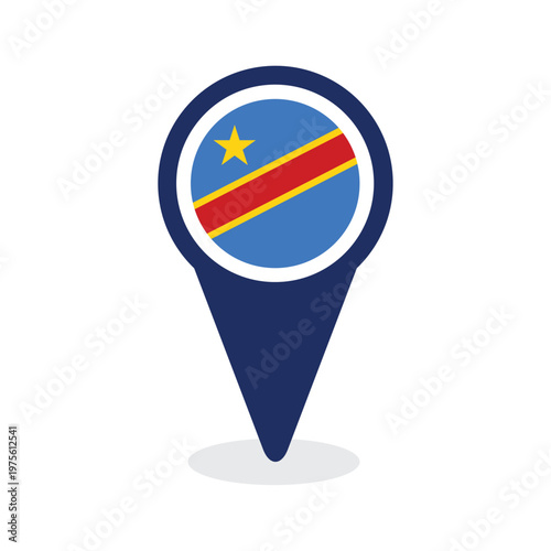 Map Pointer with democratic republic of the congo Flag