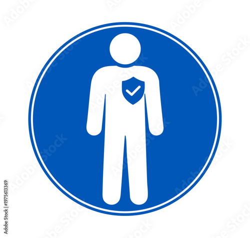 Authorized personnel only icon with verified person and security badge symbol. Access control, restricted area and safety sign icon for security systems, industrial sites and compliance design