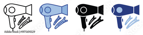 Hair dryer and hair clips set for professional salon use or home hair care routines perfect for promoting appliance sales and grooming services