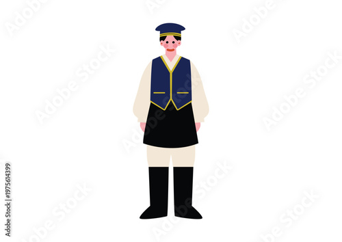 イタリアの伝統的な民族衣装を着た男性のイラスト