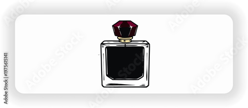 Luxury Perfume Bottle Illustration, Elegant Fragrance Glass Bottle with Decorative Cap