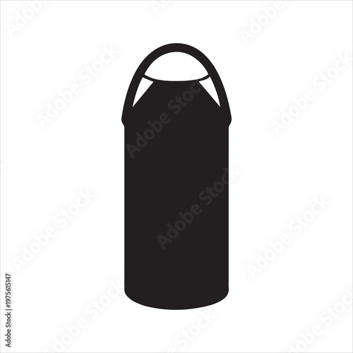 Black silhouette of a punching bag or boxing bag vector icon for sports and fitness designs