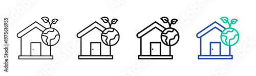 Eco Home Icon Collection Different Style Outline