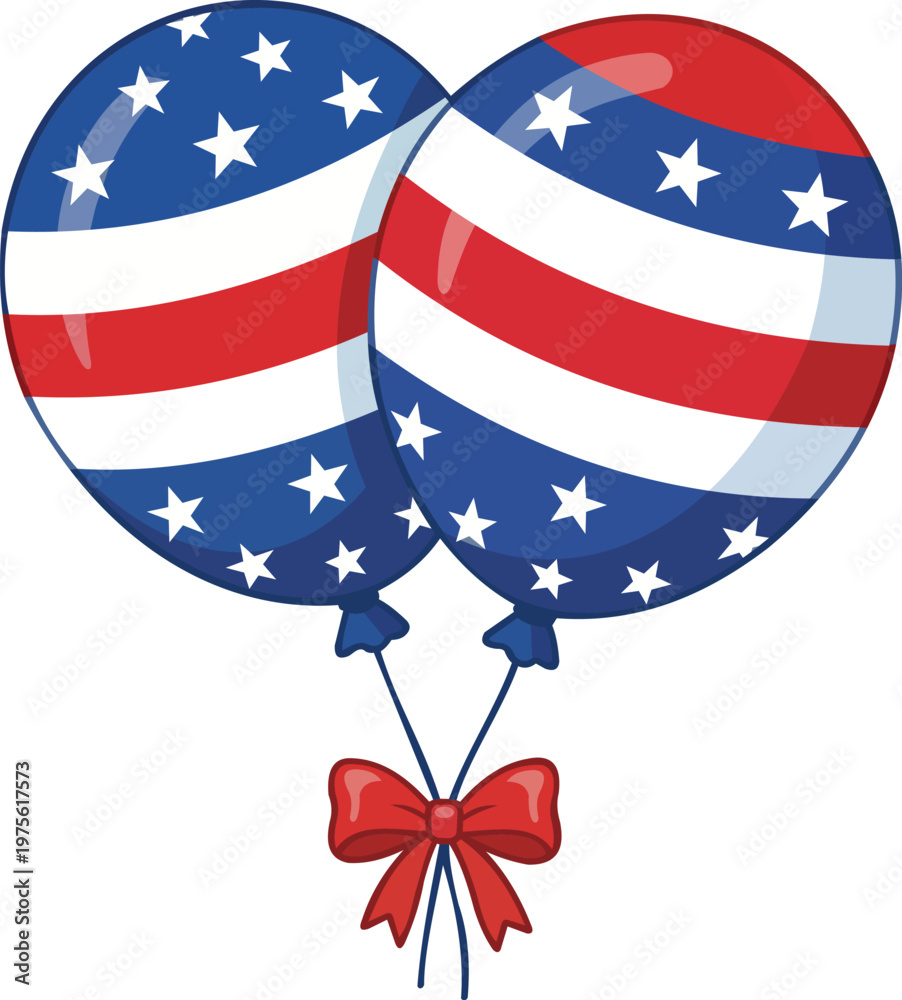 Obraz premium Patriotic Balloons with Red Bow Fourth of July Design