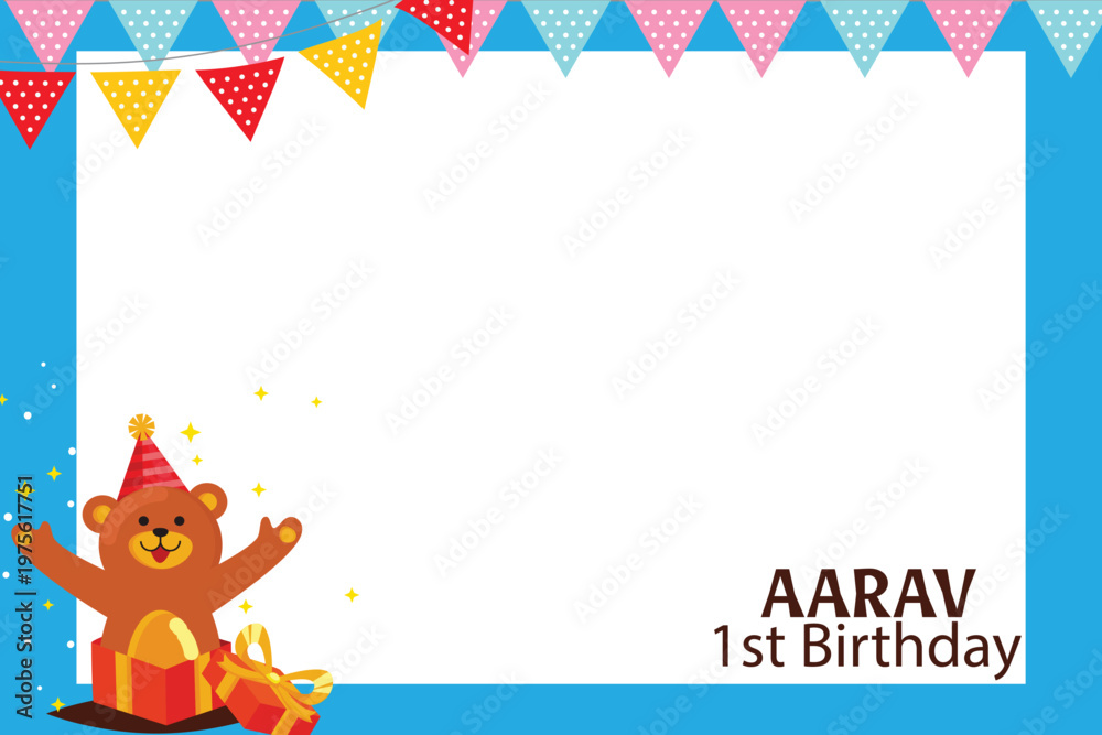 Fototapeta premium 1st Birthday Photobooth Setup Cute Kids Party Backdrop Baby Milestone Celebration Decor