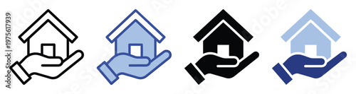 Hand holding a house icon symbolizing home protection, property ownership, and real estate services, suitable for websites, presentations, and applications related to housing assistance and