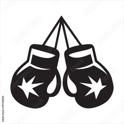 Hanging Boxing Gloves Vector Illustration - Professional Combat Sports Gear and Fighter Training Icon