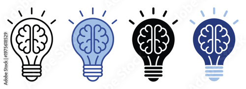 Conceptual light bulb icons illustrating ideas, innovation, and intellectual thought for business presentations, educational resources, and technological concepts
