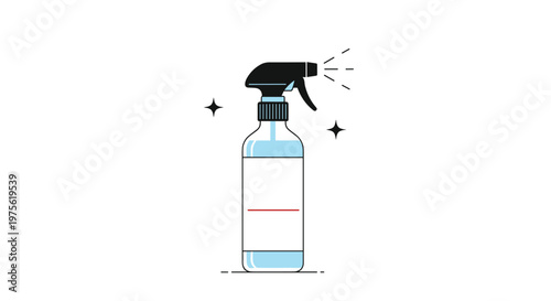 Clear plastic spray bottle with a black trigger nozzle and liquid contents is shown for cleaning, gardening, or cosmetic purposes.