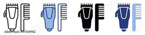 Hair clipper and comb set for barber shop tools personal grooming home haircutting kit essentials for professional stylists and personal use vector illustration