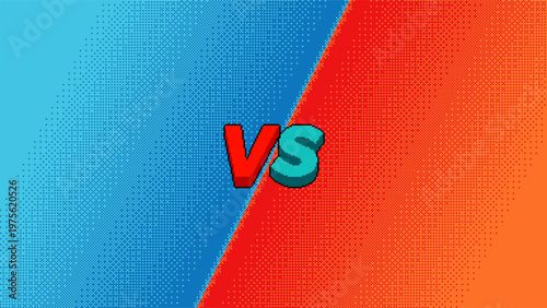 Pixel versus screen with red blue background