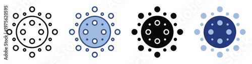 Microbe virus cell bacteria infection icon set representing microscopic organisms and disease transmission for medical research and public health awareness graphics