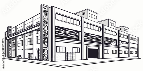 Architectural cross-section showing structural beams and framework