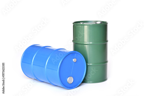 oil barrels models isolated on white background