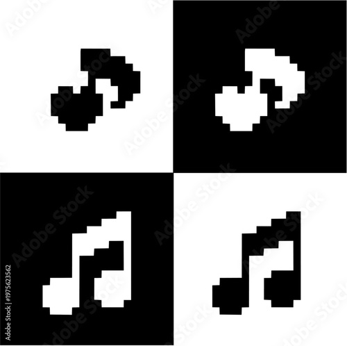 Eye catching pixel musical scale icon featuring clean geometric blocks in a compact vector style. This modern digital symbol represents progress, levels, and upward movement, perfect for apps, UI UX