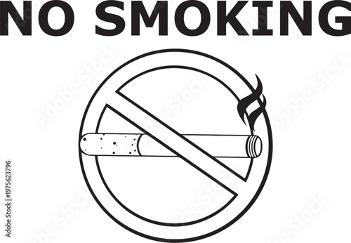 no smoking  text and sign on white background vector illustrations icons set