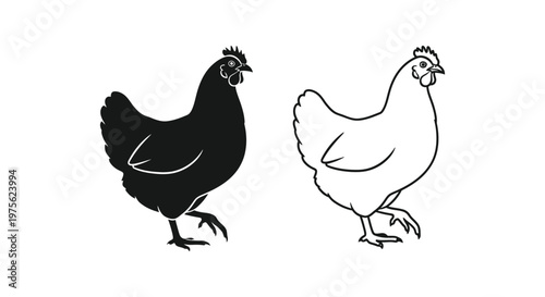 Chicken Rooster Silhouette Vector Art Designs Vector