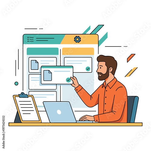 Illustration of a Person with a Drag & Drop Interaction
