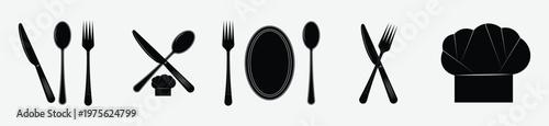 Set of cutlery vector  icons, for chef's signature. mastering the art essence of fine dining  from to presentation. vector illustration.