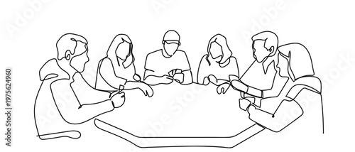 A group of people are competing in a poker game. continuous one line drawing and minimalist style isolate outline Editable stroke.