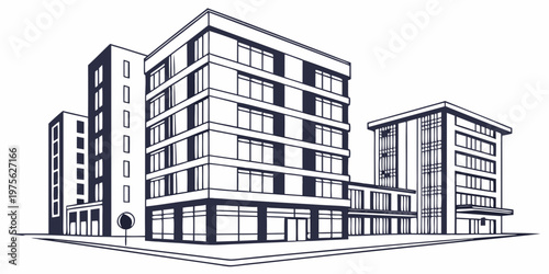 Modern minimalist building with geometric facade design