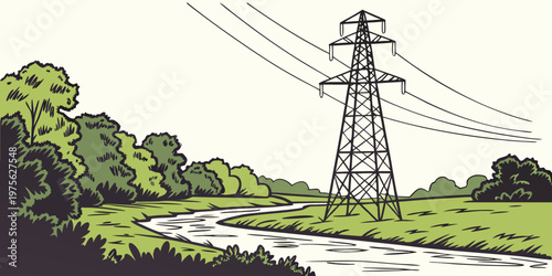 Telecommunications tower standing tall against a backdrop of trees