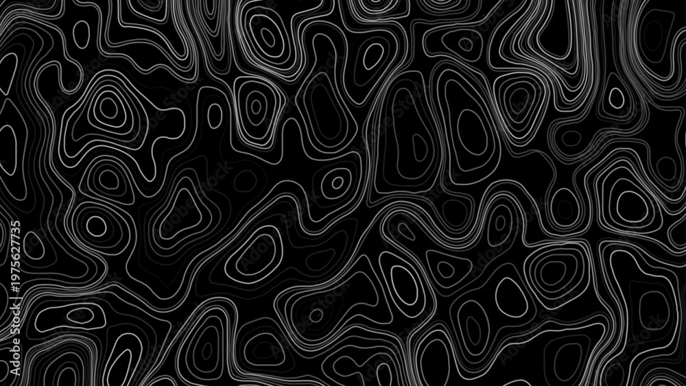 Fototapeta premium Topographic map with lines on a black background. Geographic map concept. Vector illustration