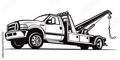 Classic black and white illustration of a vintage pickup truck